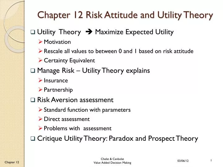 chapter 12 risk attitude and utility theory