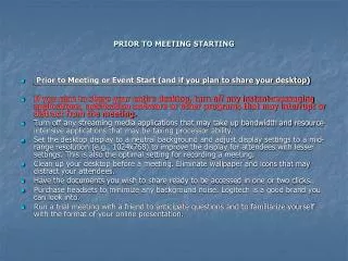 PRIOR TO MEETING STARTING