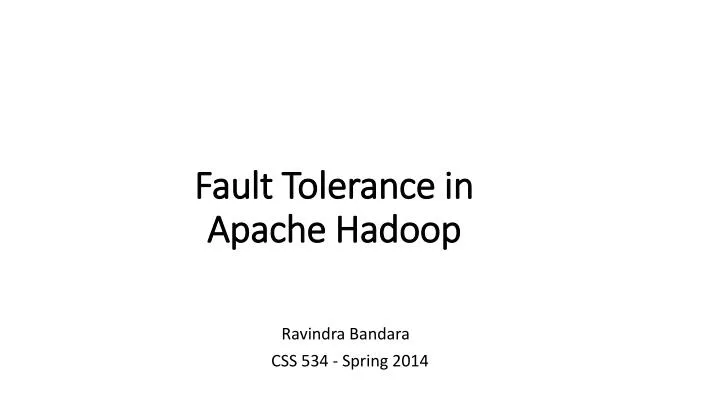 fault tolerance in apache hadoop