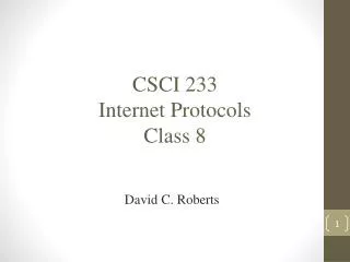 CSCI 233 Internet Protocols Class 8