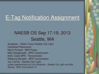 E-Tag Notification Assignment