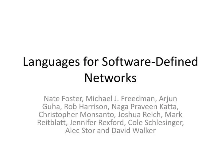 languages for software defined networks