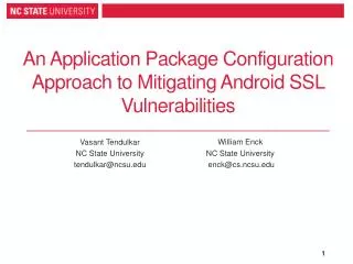 An Application Package Configuration Approach to Mitigating Android SSL Vulnerabilities