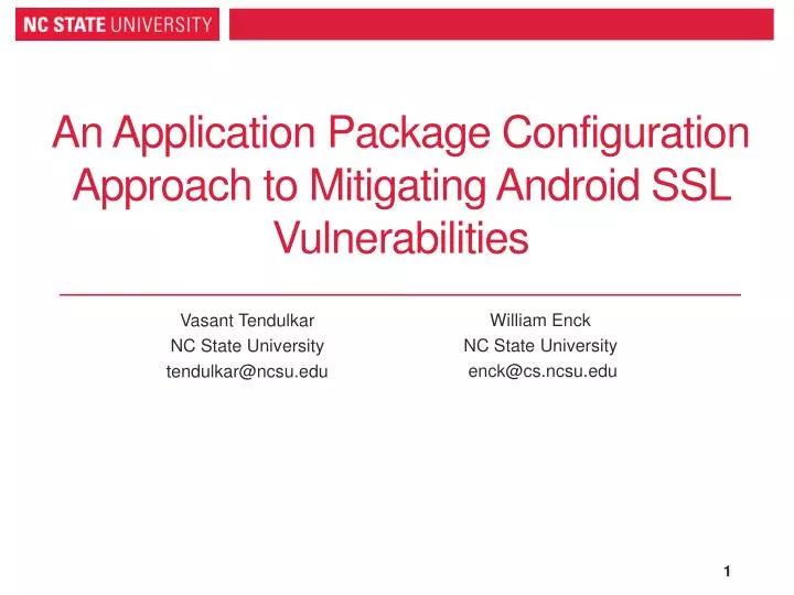 an application package configuration approach to mitigating android ssl vulnerabilities