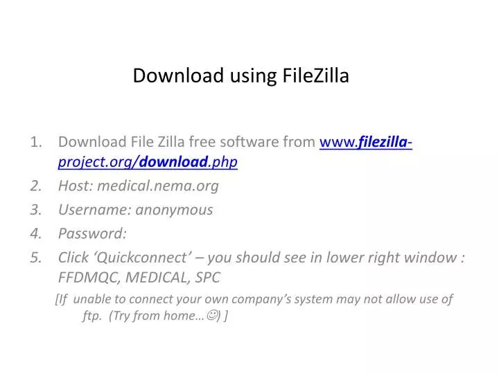 download using filezilla