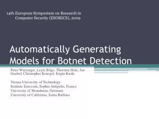 Automatically Generating Models for Botnet Detection