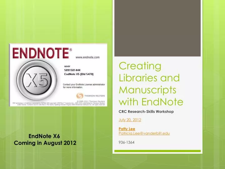 creating libraries and manuscripts with endnote