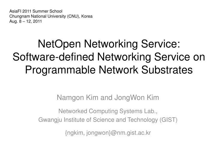 netopen networking service software defined networking service on programmable network substrates