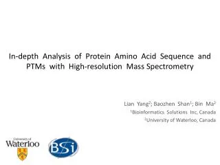 In-depth Analysis of Protein Amino Acid Sequence and PTMs with High-resolution Mass Spectrometry