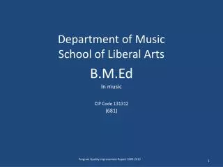 Department of Music School of Liberal Arts