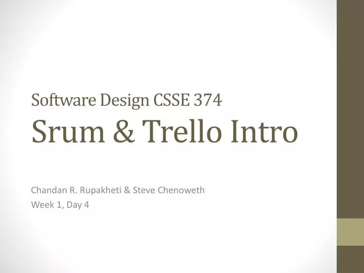 software design csse 374 srum trello intro