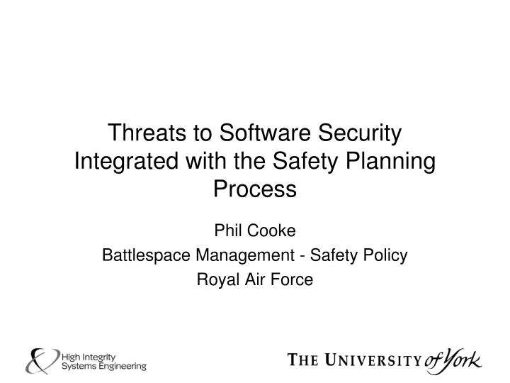 threats to software security integrated with the safety planning process