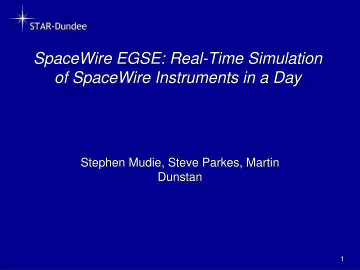 spacewire egse real time simulation of spacewire instruments in a day