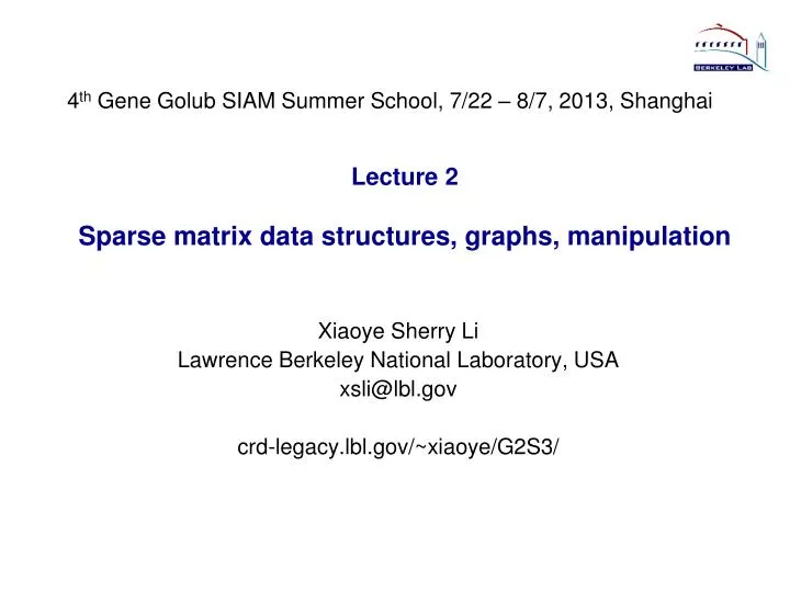 lecture 2 sparse matrix data structures graphs manipulation