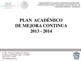plan acad mico de mejora continua 2013 2014