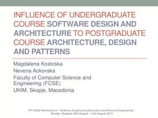 Influence of undergraduate course Software design and architecture to postgraduate course Architecture, design and patt