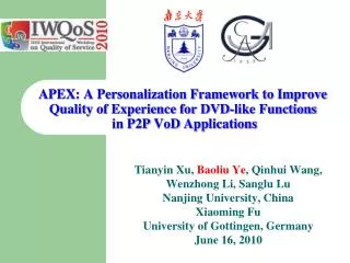 APEX: A Personalization Framework to Improve Quality of Experience for DVD-like Functions in P2P VoD Applications
