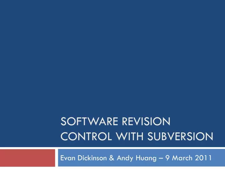 software revision control with subversion