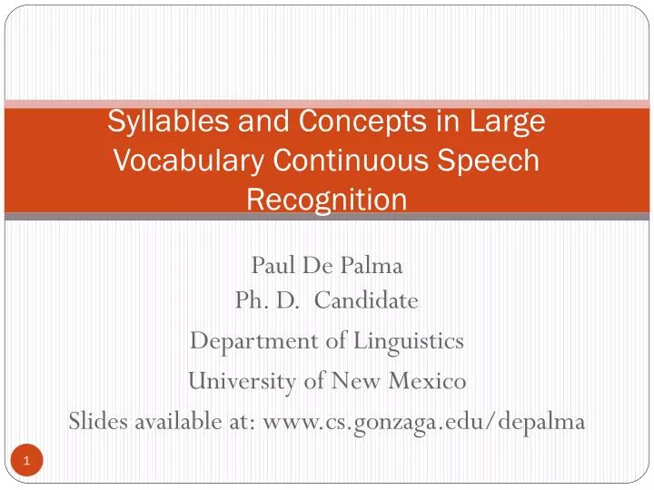 syllables and concepts in large vocabulary continuous speech recognition