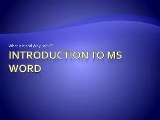 Introduction to MS Word