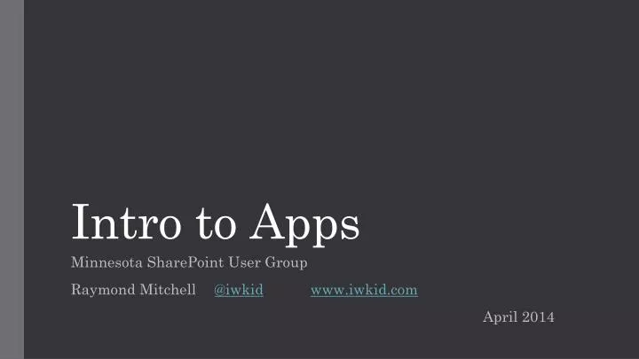 intro to apps