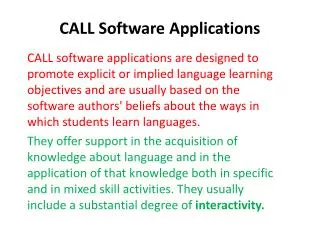 CALL Software Applications