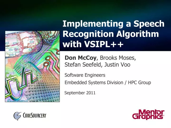 implementing a speech recognition algorithm with vsipl