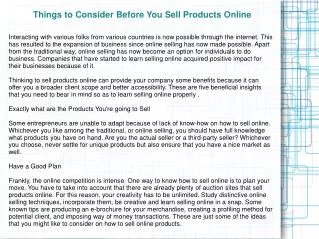 Things to Consider Before You Sell Products Online