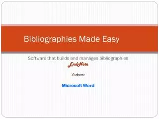 Bibliographies Made Easy