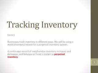 Tracking Inventory