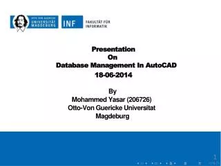 Presentation On Database Management In AutoCAD 18-06-2014