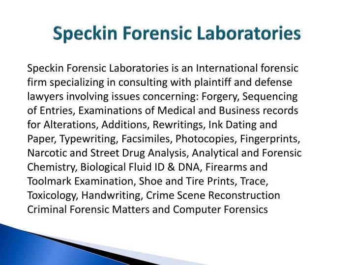 speckin forensic laboratories