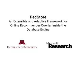 RecStore An Extensible and Adaptive Framework for Online Recommender Queries inside the Database Engine