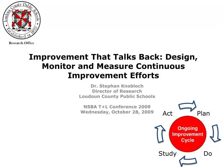 improvement that talks back design monitor and measure continuous improvement efforts