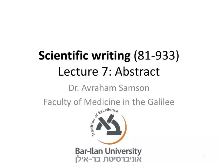 scientific writing 81 933 lecture 7 abstract