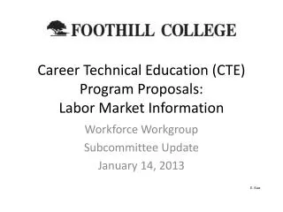 Career Technical Education (CTE) Program Proposals: Labor Market Information