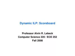 Dynamic ILP: Scoreboard