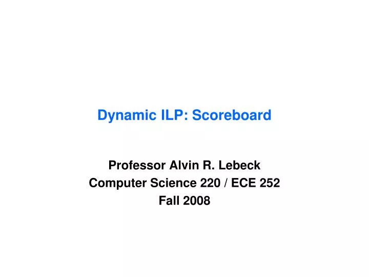 dynamic ilp scoreboard