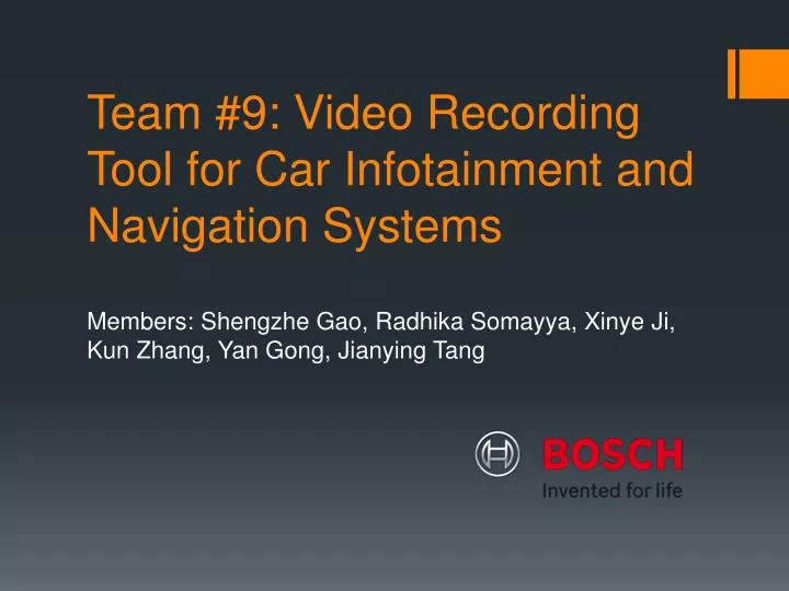 team 9 video recording tool for car infotainment and navigation systems