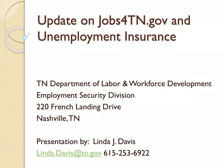 update on jobs4tn gov and unemployment insurance