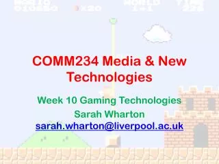COMM234 Media &amp; New Technologies