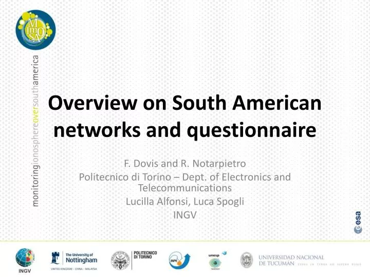 overview on south american networks and questionnaire