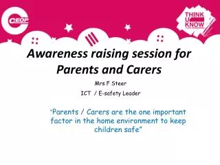Awareness raising session for Parents and Carers
