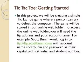 Tic Tac Toe: Getting Started