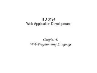 ITD 3194 Web Application Development