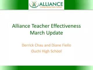 Alliance Teacher Effectiveness March Update