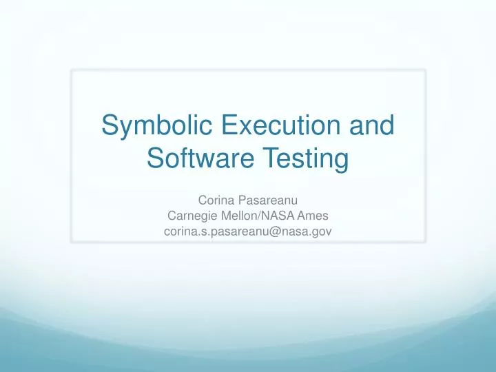 symbolic execution and software testing