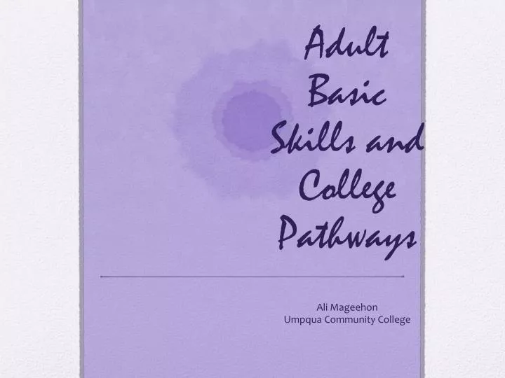 adult basic skills and college pathways