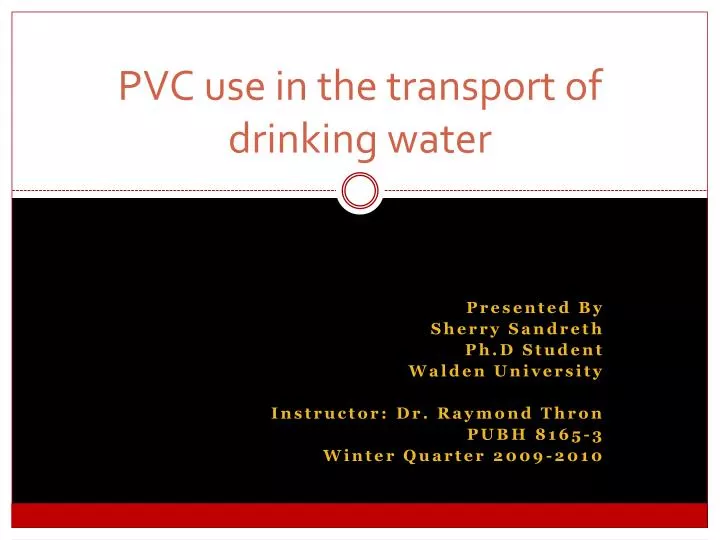 pvc use in the transport of drinking water