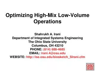 Optimizing High-Mix Low-Volume Operations